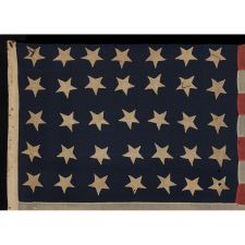 35 STARS, ENTIRELY HAND-SEWN AND WITH ATTRACTIVE EARLY FEATURES, CIVIL WAR PERIOD, WEST VIRGINIA STATEHOOD, 1863-1865, SIGNED "J.W. BRADLEY"