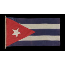 CUBAN FLAG WITH AN ELONGATED TRIANGULAR CANTON AND ELONGATED PROPORTIONS, CA 1895-1920