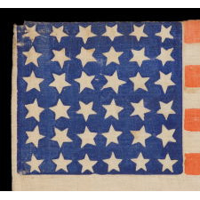 RARE 36 STAR PARADE FLAG, MADE FOR THE 1880 PRESIDENTIAL CAMPAIGN OF GARFIELD AND ARTHUR