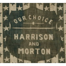 THE HARRISON & MORTON BANDANNA FLAG FROM THE MASTAI COLLECTION, PROMINENTLY FEATURED IN BOTH THEIR BOOK ON FLAG COLLECTING AND THE BOOK "THREADS OF HISTORY" BY THE SMITHSONIAN, CA 1888