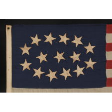 ESPECIALLY RARE 15-STAR FLAG WITH AN EQUALLY RARE AND BEAUTIFUL ELLIPTICAL CONFIGURATION, MADE SOMETIME DURING THE MID-LATE 19TH CENTURY, PERHAPS TO GLORIFY KENTUCKY AS THE 15TH STATE