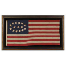 ESPECIALLY RARE 15-STAR FLAG WITH AN EQUALLY RARE AND BEAUTIFUL ELLIPTICAL CONFIGURATION, MADE SOMETIME DURING THE MID-LATE 19TH CENTURY, PERHAPS TO GLORIFY KENTUCKY AS THE 15TH STATE
