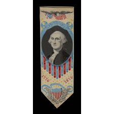 1876 CENTENNIAL STEVENSGRAPH BOOK MARK WITH AN IMAGE OF GEORGE WASHINGTON, MADE BY PHOENIX MANUFACTURING CO., PATTERSON, NJ