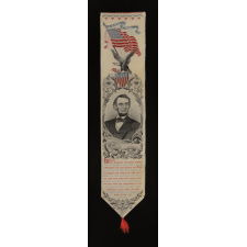 STEVENSGRAPH BOOK MARK WITH AN IMAGE OF ABRAHAM LINCOLN, MADE IN NEW JERSEY FOR THE 1876 CENTENNIAL INTERNATIONAL EXHIBITION IN PHILADELPHIA