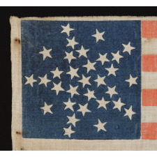 31 STARS IN A GREAT STAR PATTERN, MADE FOR THE 1856 PRESIDENTIAL CAMPAIGN OF JOHN FRÉMONT & WILLIAM DAYTON; THE PLATE EXAMPLE FROM THE BOOK "THREADS OF HISTORY. FRÉMONT OPENED THE GATEWAY TO CALIFORNIA STATEHOOD AND WAS THE REPUBLICAN PARTY’S FIRST PRESIDENTIAL CANDIDATE