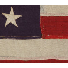 44 STARS ARRANGED IN ZIGZAGING OFFSET ROWS ON A SMALL SCALE FLAG WITH PIECED-AND-SEWN CONSTRUCTION, WYOMING STATEHOOD, 1890-1896