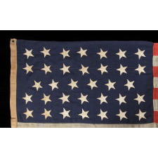 34 STAR CIVIL WAR RECRUITING FLAG MADE UNDER MILITARY CONTRACT BY JAMES SEBRING IN NEW YORK CITY, 1861 OR 1862
