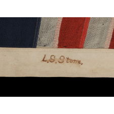 13 STARS IN THE 3rd MARYLAND PATTERN ON A CIVIL WAR ERA FLAG WITH THE SMALLEST HAND-APPLIQUÉD STARS THAT I HAVE EVER SEEN ON A WOOL EXAMPLE OF THE 19TH CENTURY