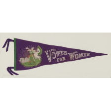RARE SUFFRAGETTE PENNANT WITH ICONIC BUGLER GIRL OR "CLARION" IMAGE, MADE FOR HARRIOT STANTON EATON BLANCH'S WOMENS POLITICAL UNION, 1910-1915