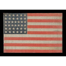 38 STARS ON A PARADE FLAG WITH ESPECIALLY LARGE SCALE AND BEAUTIFUL, PERSIMMON RED STRIPES, COLORADO STATEHOOD, 1876-1889