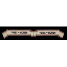 RARE SILK SUFFRAGETTE SASH IN VIOLET & GREEN WITH "VOTES FOR WOMEN" TEXT, MADE FOR THE WOMEN'S POLITICAL UNION IN NEW YORK CITY, 1910-1915