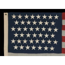 45 STARS ON A SMALL SCALE FLAG OF THE PERIOD AMONG THOSE WITH PIECED-AND-SEWN CONSTRUCTION, 1896-1908, SPANISH-AMERICAN WAR ERA, UTAH STATEHOOD