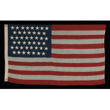 45 STARS ON A SMALL SCALE FLAG OF THE PERIOD AMONG THOSE WITH PIECED-AND-SEWN CONSTRUCTION, 1896-1908, SPANISH-AMERICAN WAR ERA, UTAH STATEHOOD