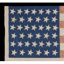 39 TILTED STARS ON AN ANTIQUE AMERICAN FLAG WITH A ROYAL BLUE CANTON, NEVER AN OFFICIAL STAR COUNT, 1876-1889