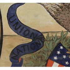 HAND-PAINTED 19TH CENTURY BANNER WITH AN 1867 VERSION OF THE SEAL OF THE STATE OF ILLINOIS, PROPOSED IN THAT YEAR BY THE SECRETARY OF STATE, BUT IN A VARIATION NEVER FORMALLY ADOPTED