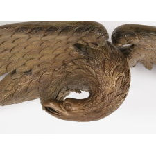CARVED AMERICAN EAGLE IN FLIGHT WITH EXCEPTIONAL FORM, CRAFTSMANSHIP, & SCALE, EXTREMELY UNUSUAL AS A TRULY FULL-BODIED SCULPTURE, CARVED IN THE ROUND, circa 1810-1830