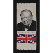 PAIR OF STEVENSGRAPH RIBBONS WITH IMAGES OF FRANKIN D. ROOSEVELT AND WINSTON CHURCHILL, WWII ERA (U.S. INVOLVEMENT 1941-45)