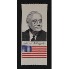 PAIR OF STEVENSGRAPH RIBBONS WITH IMAGES OF FRANKIN D. ROOSEVELT AND WINSTON CHURCHILL, WWII ERA (U.S. INVOLVEMENT 1941-45)
