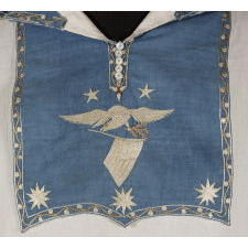 CIVIL WAR PERIOD OR PRIOR NAVYMAN’S FROCK AND JACK TAR HAT WITH ELABORATE PATRIOTIC AND NAUTICAL DECORATION, LIKELY THE BEST EXAMPLES OF EACH TO HAVE SURVIVED IN PRIVATE HANDS