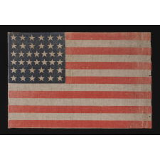 38 STARS ON AN ANTIQUE AMERICAN FLAG, MADE DURING THE PERIOD WHEN COLORADO WAS THE MOST RECENT STATE ADDED TO THE UNION, 1876-1889