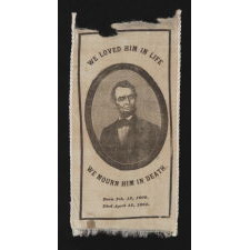 EXCEPTIONAL ABRAHAM LINCOLN MOURNING SASH WITH PRINTED RIBBON, 1865