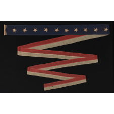 RARE U.S. NAVY HOMEWARD-BOUND OR COMMISSIONING PENNANT WITH 10 STARS, SIGNED "JORDAN", CA 1890-1895