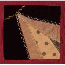 STRIKING LANCASTER COUNTY RIBBON SILK FAN PATTERN QUILT, REMINISCENT OF NECK TIES