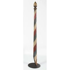 MID-19TH CENTURY BARBER POLE WITH INTERESTING FORM AND EXCELLENT PAINT SURFACE, CA 1840-1860