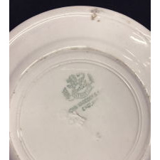 IRONSTONE PLATE WITH "VOTES FOR WOMEN" TEXT, MADE JOHN MADDOCK & SONS FOR SUFFRAGIST AVA BELMONT FOR MARBLE HOUSE, HER FAMOUS ESTATE IN NEWPORT, RHODE ISLAND, CA 1914
