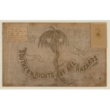 EXCEPTIONALLY RARE, CONFEDERATE, SOUTH CAROLINA PARADE FLAG TEXTILE, TAKEN BY A UNION OFFICER WHO ACCOMPANIED SHERMAN ON HIS MARCH TO THE SEA, SHORTLY FOLLOWING THAT CAMPAIGN IN 1865