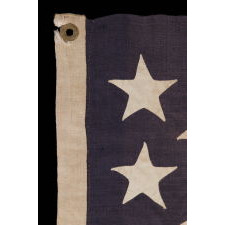 ENTIRELY HAND-SEWN, 13 STAR, U.S. NAVY SMALL BOAT ENSIGN, CA 1884-1889, SIGNED "LYMAN," "THORNTON," and "GRIMM"