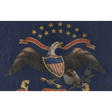 RARE CIVIL WAR PERIOD FEDERAL STANDARD STYLE FLANK GUIDON OF THE 100TH NEW YORK VOLUNTEER INFANTRY, HAND-PAINTED AND GILDED ON SILK, 1862-1865