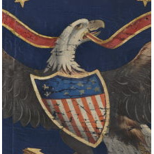 RARE CIVIL WAR PERIOD FEDERAL STANDARD STYLE FLANK GUIDON OF THE 100TH NEW YORK VOLUNTEER INFANTRY, HAND-PAINTED AND GILDED ON SILK, 1862-1865