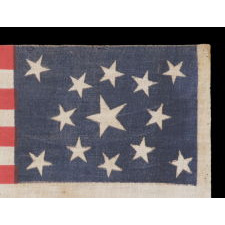 13 STARS IN A MEDALLION PATTERN, MADE FOR THE 1876 CENTENNIAL OF AMERICAN INDEPENDENCE, IN AN UNUSUALLY LARGE SIZE AMONG ITS COUNTERPARTS