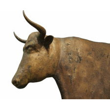 COW WEATHERVANE EXCELLENT SCALE, GREAT, BOXY FORM, AND BEAUTIFUL, GILDED SURFACE, L.W. CUSHING & SONS, BOSTON, CA 1880