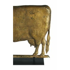 COW WEATHERVANE EXCELLENT SCALE, GREAT, BOXY FORM, AND BEAUTIFUL, GILDED SURFACE, L.W. CUSHING & SONS, BOSTON, CA 1880