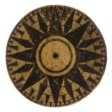 WOODEN, PAINT-DECORATED, MARINER'S COMPASS WHEEL, LATTER 18TH OR 1ST HALF 19TH CENTURY