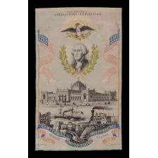 LARGE SCALE SOUVENIR STEVENSGRAPH, MADE FOR THE 1876 CENTENNIAL INTERNATIONAL EXPOSITION IN PHILADELPHIA, TO CELEBRATE 100 YEARS OF AMERICAN INDEPENDENCE:
