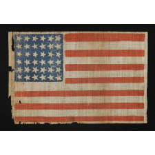 CIVIL WAR ERA ANTIQUE AMERICAN PARADE FLAG WITH 36 STARS IN DANCING ROWS, 1864-1867, REFLECTS NEVADA'S ADDITION AS THE 36TH STATE