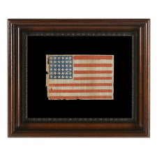 CIVIL WAR ERA ANTIQUE AMERICAN PARADE FLAG WITH 36 STARS IN DANCING ROWS, 1864-1867, REFLECTS NEVADA'S ADDITION AS THE 36TH STATE