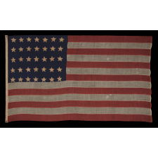 35 SINGLE-APPLIQUÉD STARS ON AN ENTIRELY HAND-SEWN, CIVIL WAR PERIOD FLAG, 1863-65, WEST VIRGINIA STATEHOOD