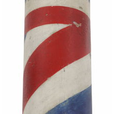 AMERICAN BARBER POLE, AN UNUSUALLY HEFTY EXAMPLE WITH GREAT POLYCHROME COLOR, CA 1880