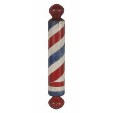 AMERICAN BARBER POLE, AN UNUSUALLY HEFTY EXAMPLE WITH GREAT POLYCHROME COLOR, CA 1880