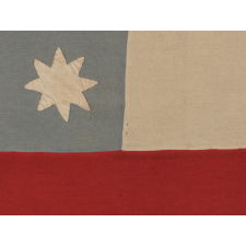 36 EIGHT-POINTED STARS IN MEDALLION CONFIGURATION, ON AN OCEAN BLUE CANTON THAT RESTS ON THE WAR STRIPE; A SPECTACULAR CIVIL WAR PERIOD FLAG FROM THE TINCLAD GUNBOAT "GENERAL GRANT," THAT SERVED ON THE TENNESSEE RIVER IN DEFENSE OF THE MISSISSIPPI