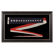 U.S. NAVY COMMISSION PENNANT WITH 13 STARS IN TWO DIFFERENT SIZES, 11-FEET ON THE FLY, SPANISH-AMERICAN WAR - WWI ERA (ca 1898 - 1918)