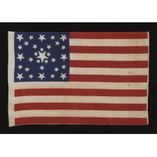 31 STARS IN A FANCIFUL STARBURST OR "GREAT STAR-IN-A-SQUARE", ONE OF THE MOST RARE AND INTERESTING CONFIGURATIONS THAT A COLLECTOR CAN ENCOUNTER, ON A PRE-CIVIL WAR PARADE FLAG, CALIFORNIA STATEHOOD, 1850-1858