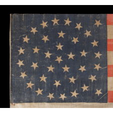 38 STAR ANTIQUE FLAG WITH A MEDALLION CONFIGURATION AND 2 OUTLIERS, ON A LARGE SCALE EXAMPLE MADE CIRCA 1876-1889, COLORADO STATEHOOD