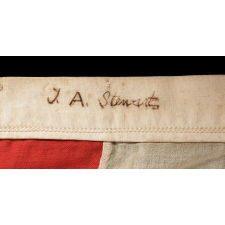 36 SINGLE-APPLIQUÉD STARS ON AN ANTIQUE AMERICAN FLAG OF THE CIVIL WAR ERA, SIGNED "J.A. STEWART," 1864-1867, NEVADA STATEHOOD