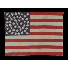 45 STARS ON AN ANTIQUE AMERICAN PARADE FLAG WITH A MEDALLION CONFIGURATION, A RARE FEATURE IN THIS PERIOD, 1896-1908, UTAH STATEHOOD, EX-RICHARD PIERCE COLLECTION