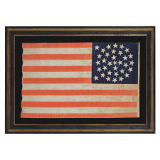 33 STARS IN A MEDALLION CONFIGURATION ON A LARGE SCALE PARADE FLAG, AN EXTREMELY RARE EXAMPLE, OREGON STATEHOOD, 1859-1861